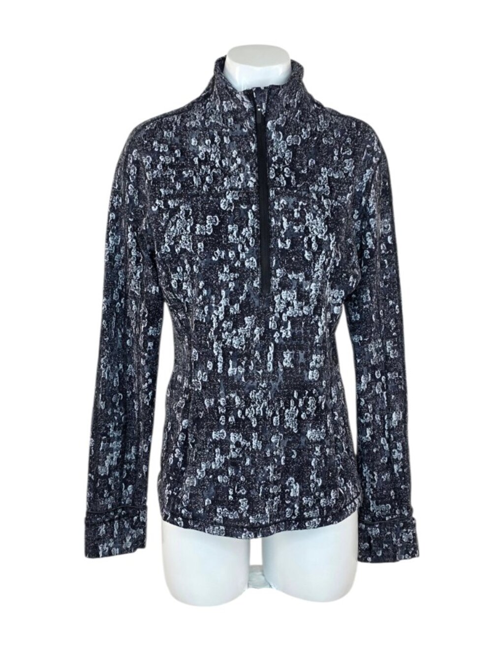 Lululemon Run Briskly 1/2 Zip Eventide Jacquard Black Alpine White, Rulu, Size 8